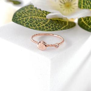 14k 이니셜 서클 꽈배기 밴드 반지 OPJJR11205