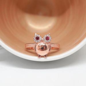 14k 복스러운 루비큐 부엉이 반지 OPDLR5037