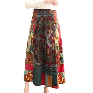 [비꼴리끄(여성)]울 프린트 개더 스커트 B244WK3070