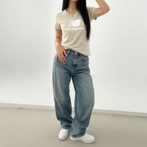 [뉴발란스 주니어]NB 뉴발란스 에센셜 스택드로고 반팔티 아이보리 WT41502-LIN