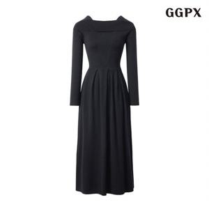 [GGPX] 핀턱 오프숄더 롱 원피스(GODOW035D)