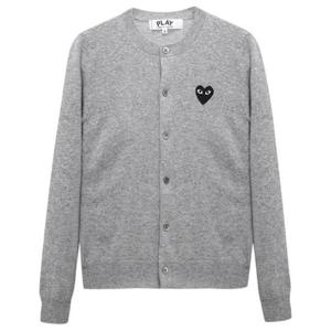 꼼데가르송 블랙 하트 니트 가디건 AXN0230512 LIGHT GREY DOM
