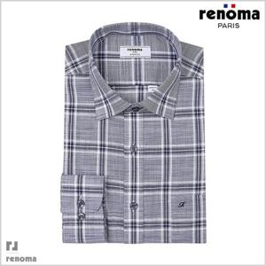 [레노마(셔츠)][레노마셔츠] 네이비 투톤 미디움 체크 남방 일반핏 긴소매 셔츠 RNSSG0037NY