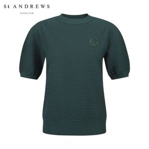 [세인트앤드류스] 여성 엠보 패턴 퍼프 소매 반팔 니트 821D3SR101_GN
