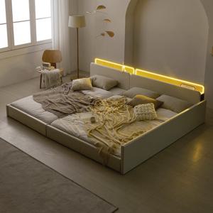 국내제작 인홈 피앙세 LED 저상형 패밀리 침대+7존 독립 매트리스 포함 Q+Q