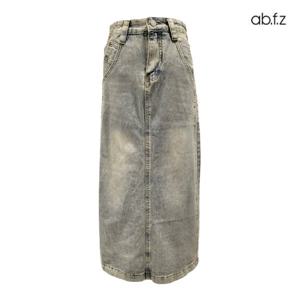 [에이비에프지]백 트임 포인트 H라인 롱 데님 스커트 APZ5ZS32G