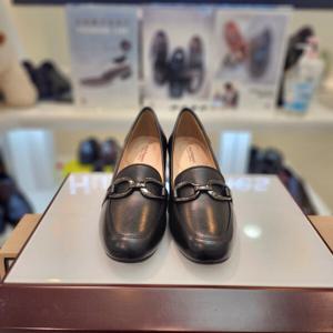 [허시파피]여성 발 편한 5cm 청키힐 스퀘어토 장식 로퍼 3fq424-