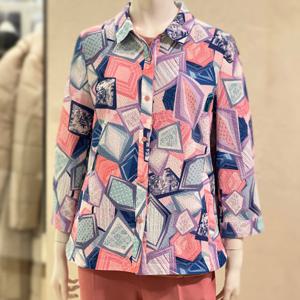 [벨리시앙]기하학 시어서커 셔츠형 점퍼 JP4215