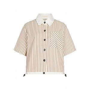 [예쎄](예쎄) 스트라이프 카라 배색 반팔 블라우스(YW07BL42C)