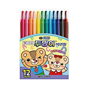 투명이 샤프식 색연필 12색 투명 색연필 지구화학색연필 식색연필 지구색연필 투명색연필