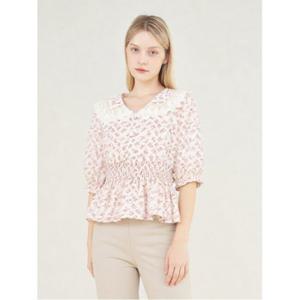 [레코브](레코브) 레이스 카라 반팔 블라우스(LC61C7BL527X)