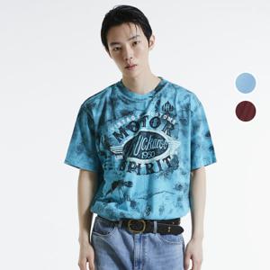 [버커루]남성 루즈핏 레터 다잉 반팔 티셔츠 B242TS090P