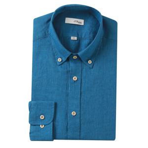 [에스티듀퐁(셔츠)]빈티지 린넨 블루컬러 긴팔 캐쥬얼핏셔츠 SE5SM21LS330SBU