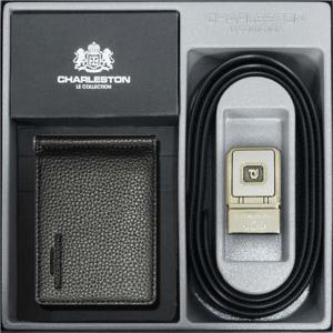 gift 세트 찰스톤 머니클립 정장벨트 얇은지갑 세트