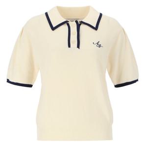 [에이비에프지]카라 배색 포인트 카라넥 반팔 니트 APZ2HW33E