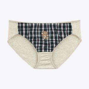 [예스][여삼각] 베이지 멜란지 원단 곰돌이체크 여성삼각팬티YSWPB341