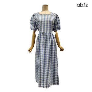 [에이비에프지]스퀘어넥 체크패턴 반팔 롱 원피스 APZ2HO31F