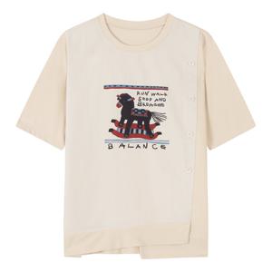 [베스띠벨리]아트웍 버튼장식 언발 티셔츠 BJIBH2808