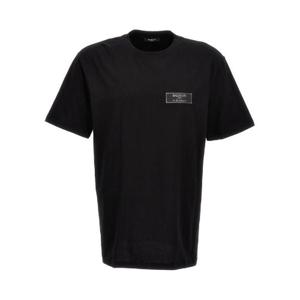 Balmain 로고 패치 크루넥 티셔츠 BH0EG000JB54 0PA TP944620719