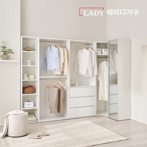 레이디가구 이안 드레스룸 320cm 코너형 세트 (우형) (80cm 2단