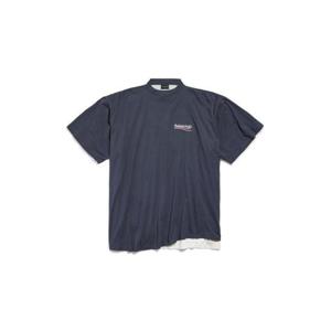 발렌시아가 반팔 티셔츠 835512TSVU93903 MARINE BLUE WHIT RED