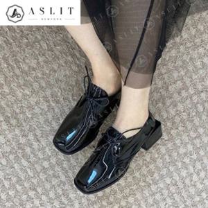 [애슬릿] 여성 에나멜 옥스포드 키높이 청키 로퍼 4cm