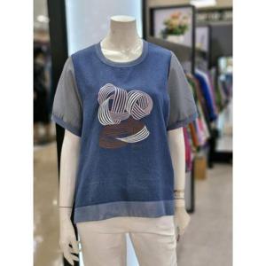 화이트호스 세이브존05 줄지 배색 나염 블라우스 A252243