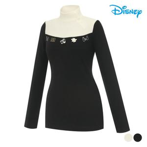 [디즈니골프]여성 버튼 배색 긴팔 하프넥 티셔츠 DM4LTS030