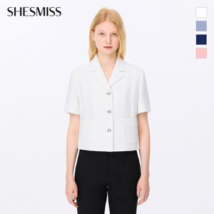 [쉬즈미스] 노치드 카라 반팔 숏 자켓_SWWJKP22140