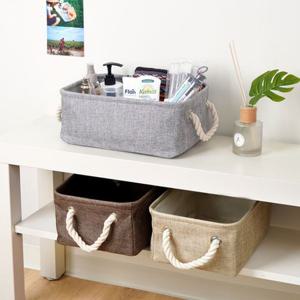 인블룸 로프핸들 패브릭 수납바구니 중형 수납트레이 다용도수납 수납바스켓 주방정리용품 데스크정리용품