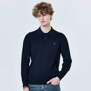 헤지스  25FW  남성 쿨코튼 케이블 카라 니트 HZSW5F253N2