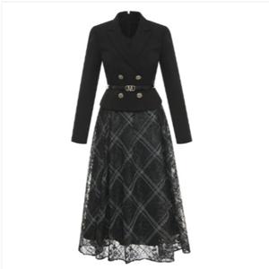 [미니멈]시스루 체크 투피스형 원피스 (MYCAWO7260 BK)_IC