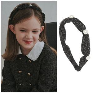 빈2 BZ54AX01BK 아동 여아 블랙 진주 매듭 머리띠 2025년 가을