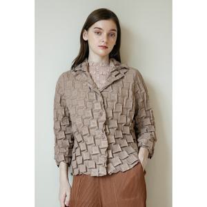 [요이츠]사각 크래프트 플리츠 자켓 베이지_YJ08WNPJK03