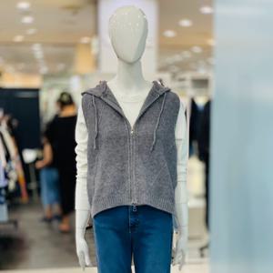 [클리지]후드 집업 언발 니트 조끼 CP8WKV01