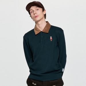 헤지스  25FW  남성 코듀로이패치 카라 맨투맨 티셔츠 HZTS5D750E3