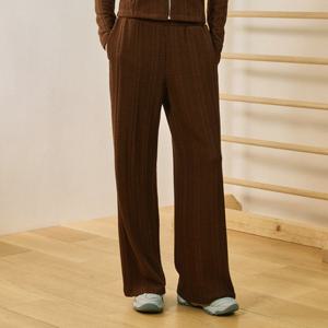 [르꼬끄]여성 와이드핏 케이블 자가드 팬츠 QQ322OFP91_BRW