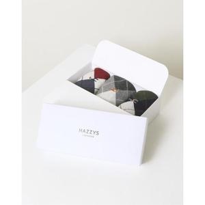 [헤지스]HJSS5F017WT_남성 화이트 배색 아가일 체크 장목 양말 3종 세트_HI527