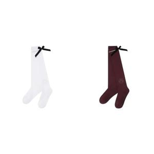 여성 스마일 벨벳 리본 골지 니삭스 521E3SC007