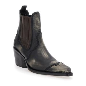 디스퀘어드2 블랙 가죽 엘라스틱 사이드 앵클 부츠 ABM0162 416