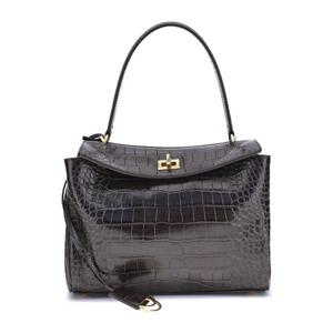 발렌시아가 미디엄 크로커다일 탑 핸들 숄더 백 7897792AA5L 22