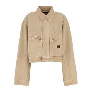 발렌시아가 베이지 데님 칼라 크롭 재킷 842161TSWB2 9501