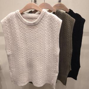 [샵앤][샵앤] 여성 라운드 오버핏 꽈배기 니트 조끼 21DS-WVS-48