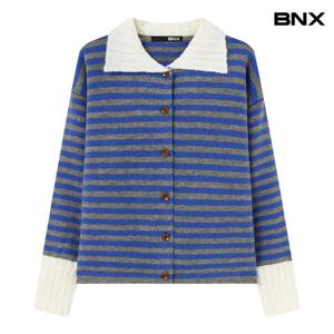 [비엔엑스]꽈배기 카라 스트라이프 니트 가디건 (BX4CD017L0)