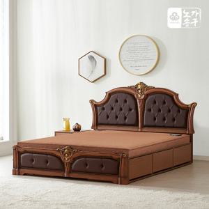 노송가구 아담 엔틱 서랍형 헤링본 황토볼 흙침대 퀸(Q)