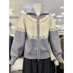 오조크 세이브존01 꽈베기 하이넥 니트 긴팔집업 FOTWCXK506P