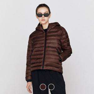 [지오다노]여성 일자 퀼팅 후드 집업 경량 다운 패딩 자켓 375911