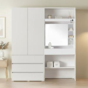 아씨방가구 피트 원터치 원룸 행거 3단 서랍+화장대 옷장 세트 1600