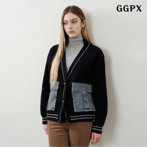 [GGPX] 오버핏 데님 배색 니트 가디건 (GPDCK029D)