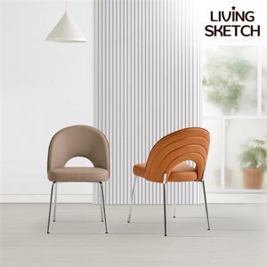 [리빙스케치] 카라 PU가죽 식탁의자[착불]실버프레임 생활방수 카페 업소용 체어 다이닝 인테이어